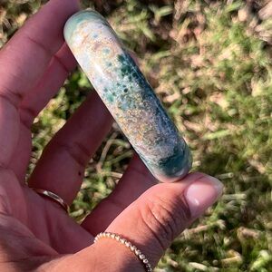 Moss Agate Bangle Bracelet